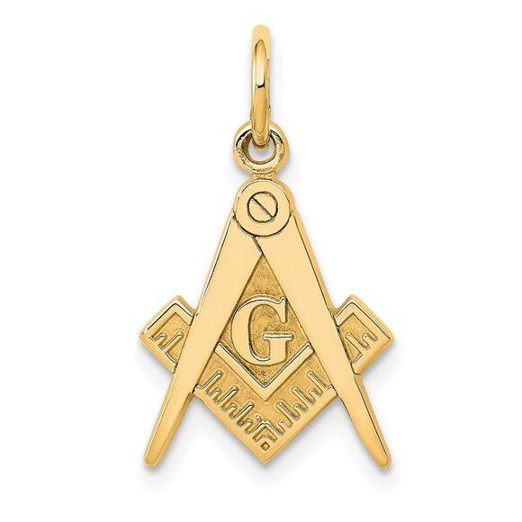 14k Yellow Gold Polished & Textured Masonic Symbol Charm